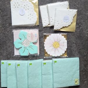 Paper Napkins Serviettes 208 Pieces Aqua White Floral Bridal Spring Baby Shower